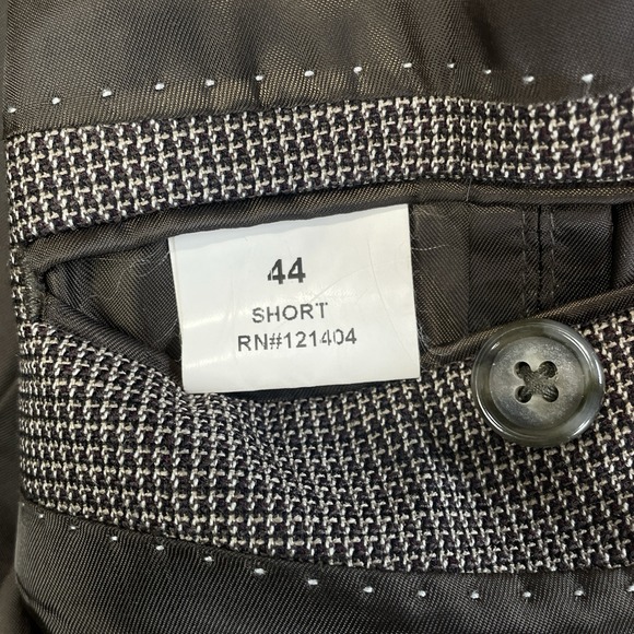 Kenneth Cole New York Blazer 44S Wool Micro Check Gray/Brown Sport Coat Jacket - Picture 5 of 10
